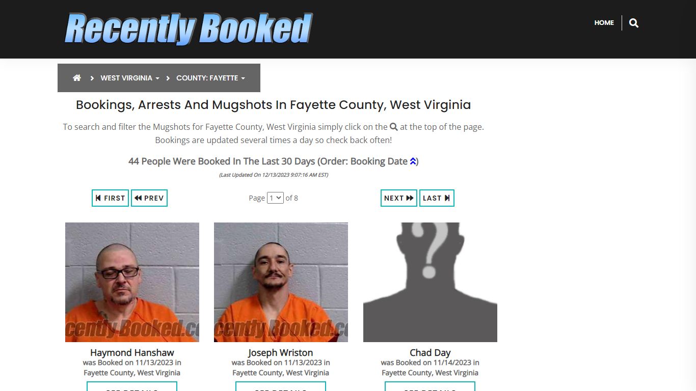 Bookings, Arrests and Mugshots in Fayette County, West Virginia